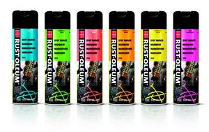 Farby fluorescencyjne do znakowania w sprayu Hard Hat Rust-Oleum 2800 Do znakowania palet drzew boisk